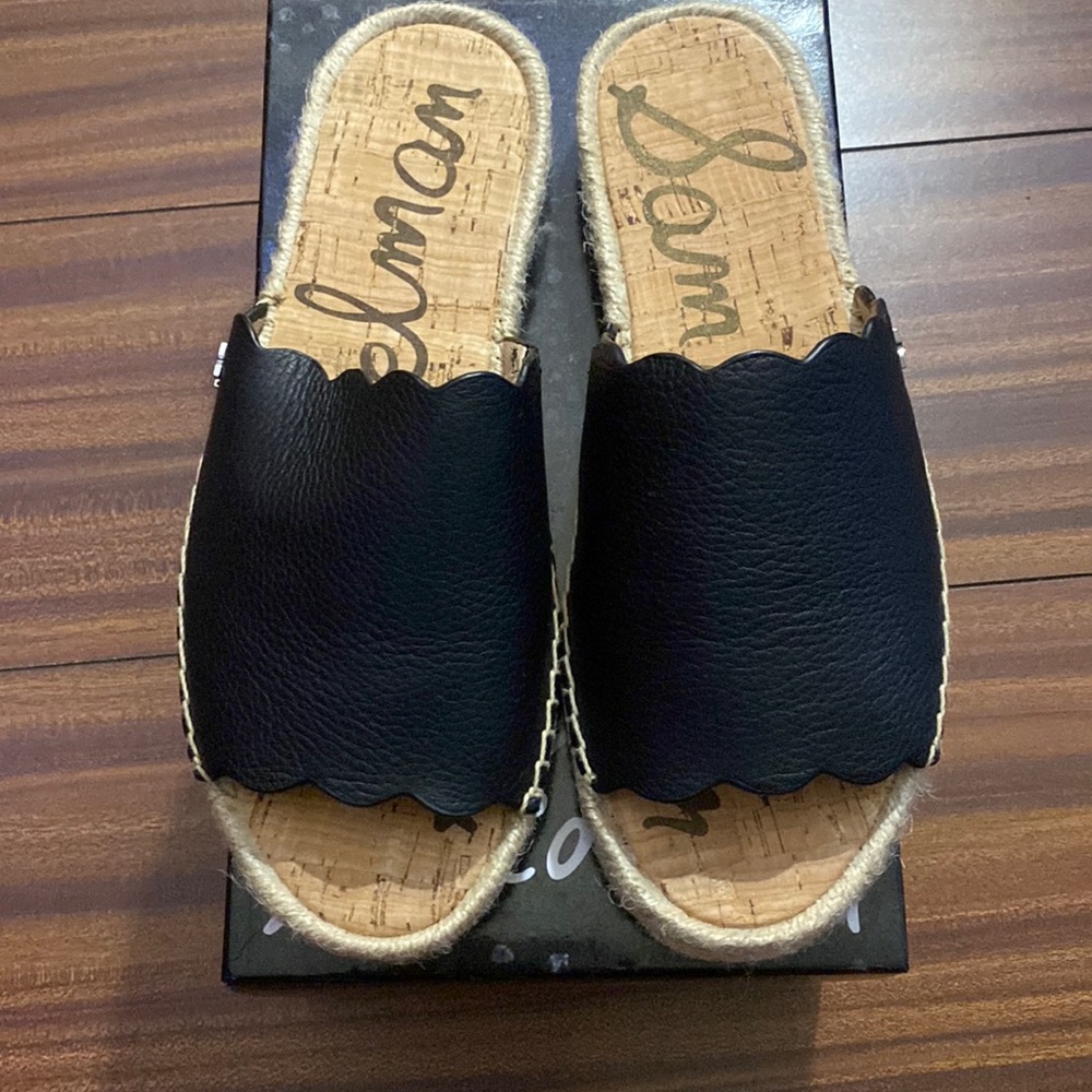 Sam Edelman Slide Sandals Andy Black Leather Womens 7 NWT